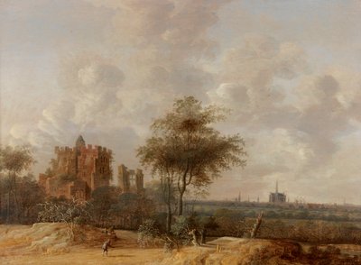 Landscape with the Ruined Castle of Brederode and a Distant View of Haarlem by Jacob van der Croos